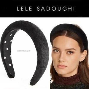 Lele Sadoughi Black Corduroy Padded Headband—EUC